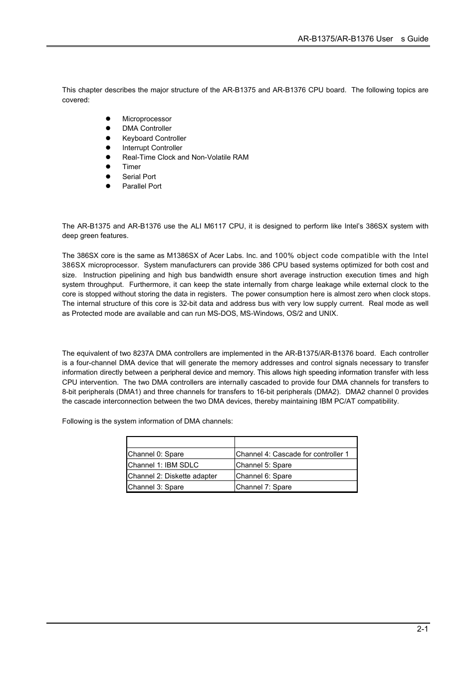 System controller, 1 microprocessor, 2 dma controller | Toshiba 386SX User Manual | Page 9 / 69