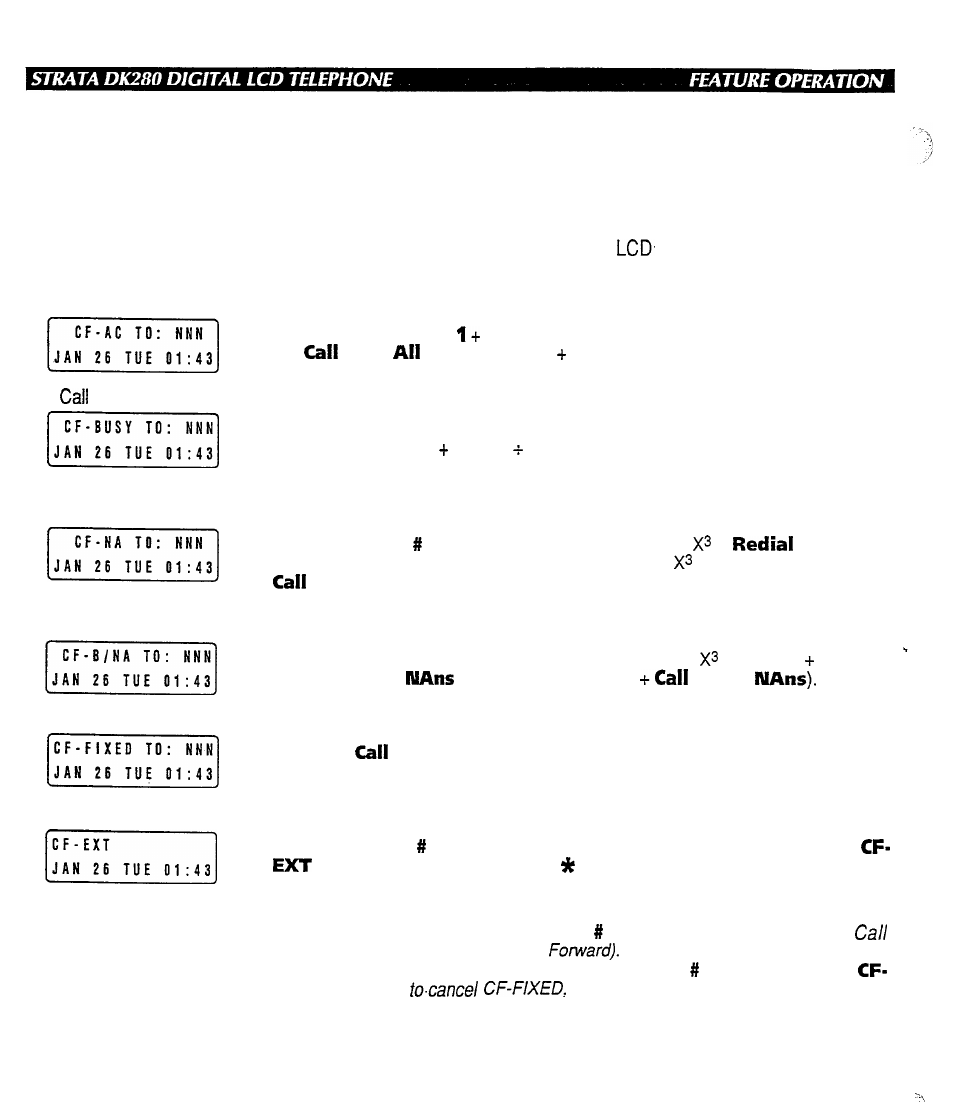 Call fowarding | Toshiba Strata DK280 User Manual | Page 20 / 43