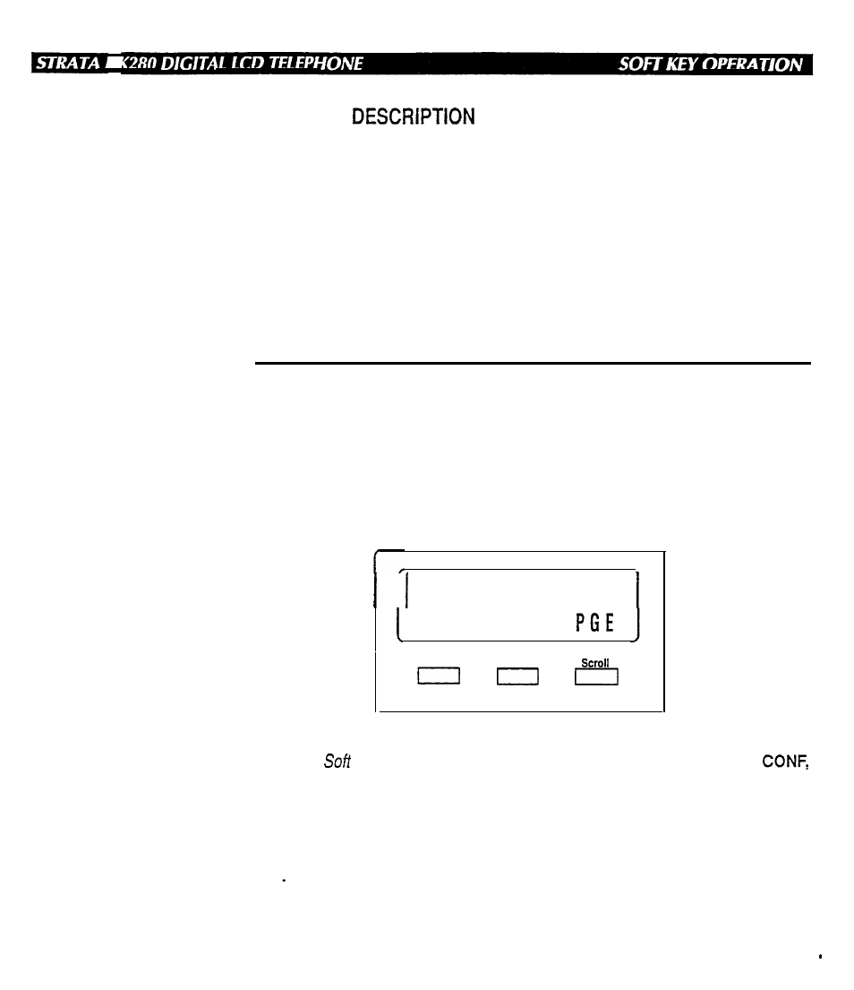 Chapter 3, General description, how to use soft keys, Talk on line 3 trns conf | Toshiba Strata DK280 User Manual | Page 26 / 43