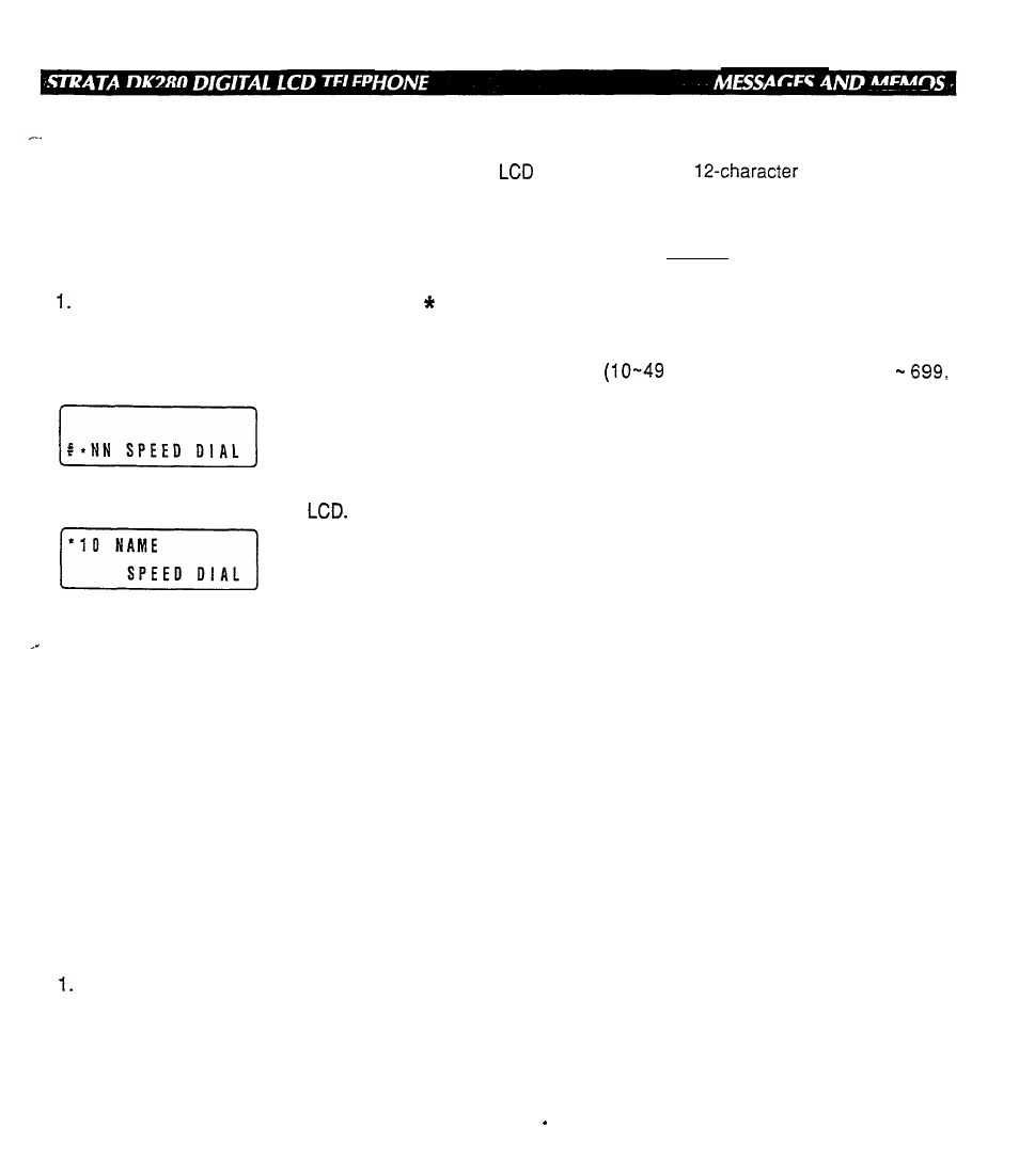 Speed dial memo | Toshiba Strata DK280 User Manual | Page 37 / 43