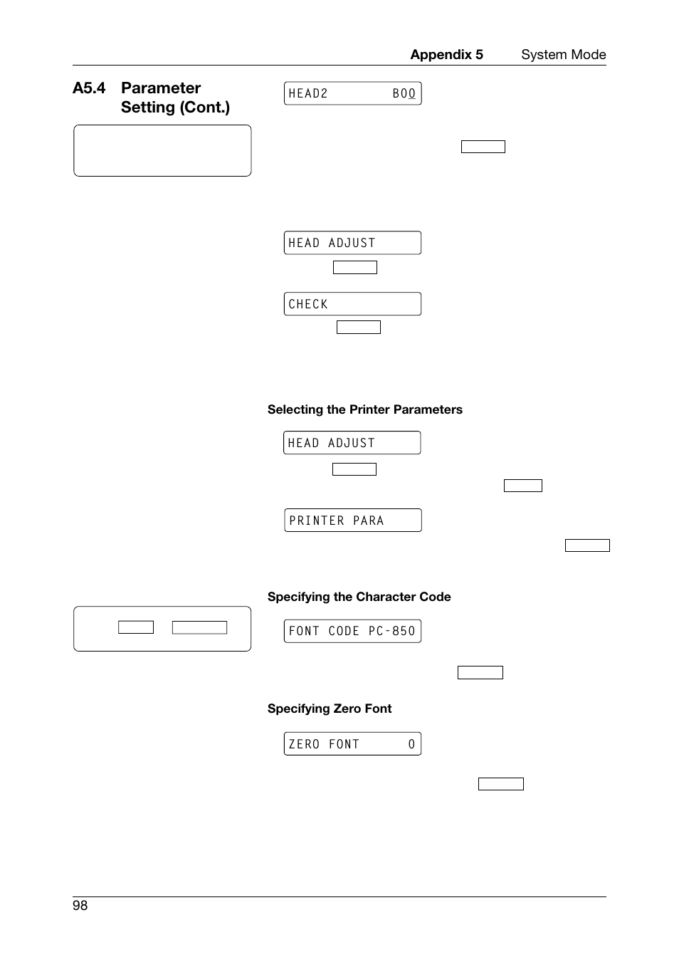 A5.4 parameter setting (cont.) | Toshiba TEC CB-426-T3-QQ User Manual | Page 106 / 122