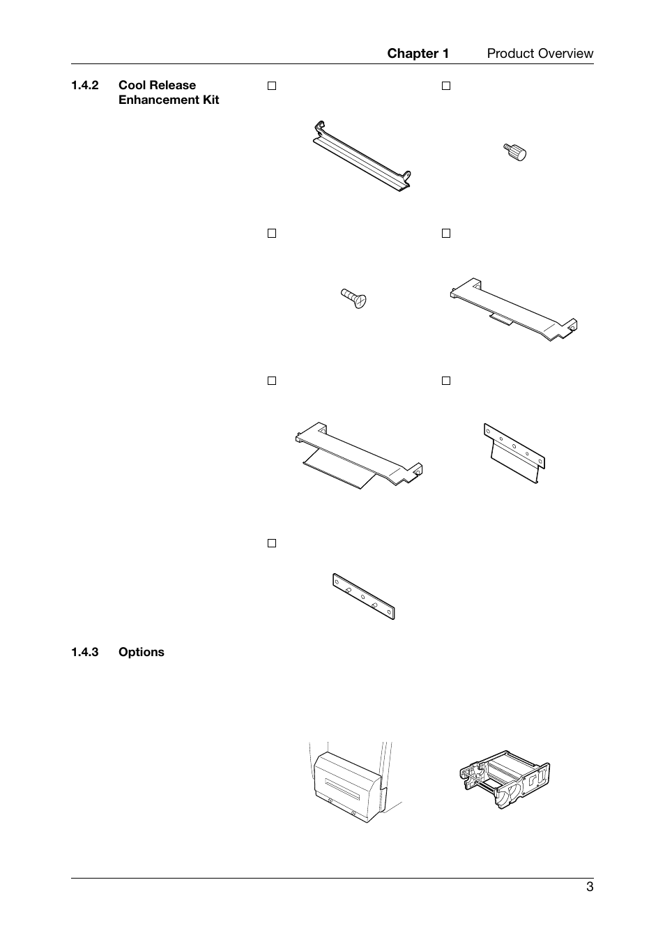 Cool release enhancement kit, Options | Toshiba TEC CB-426-T3-QQ User Manual | Page 11 / 122