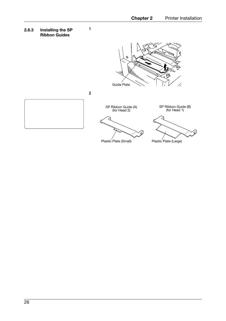 Installing the sp ribbon guides | Toshiba TEC CB-426-T3-QQ User Manual | Page 34 / 122