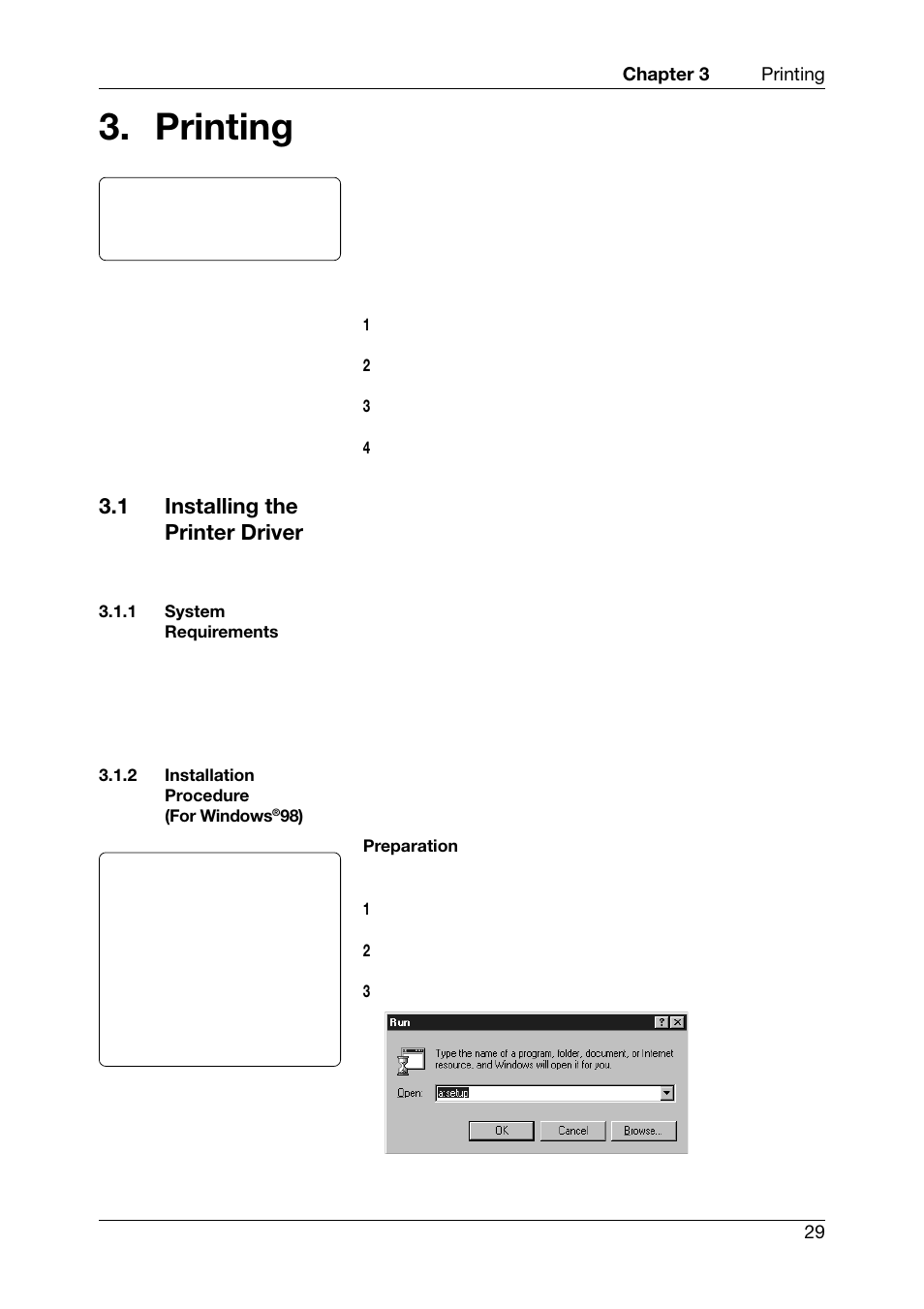 Printing, 1 installing the printer driver, System requirements | Installation procedure (for windows | Toshiba TEC CB-426-T3-QQ User Manual | Page 37 / 122