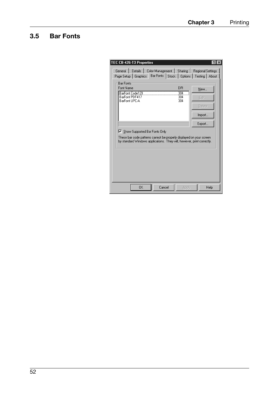 5 bar fonts | Toshiba TEC CB-426-T3-QQ User Manual | Page 60 / 122