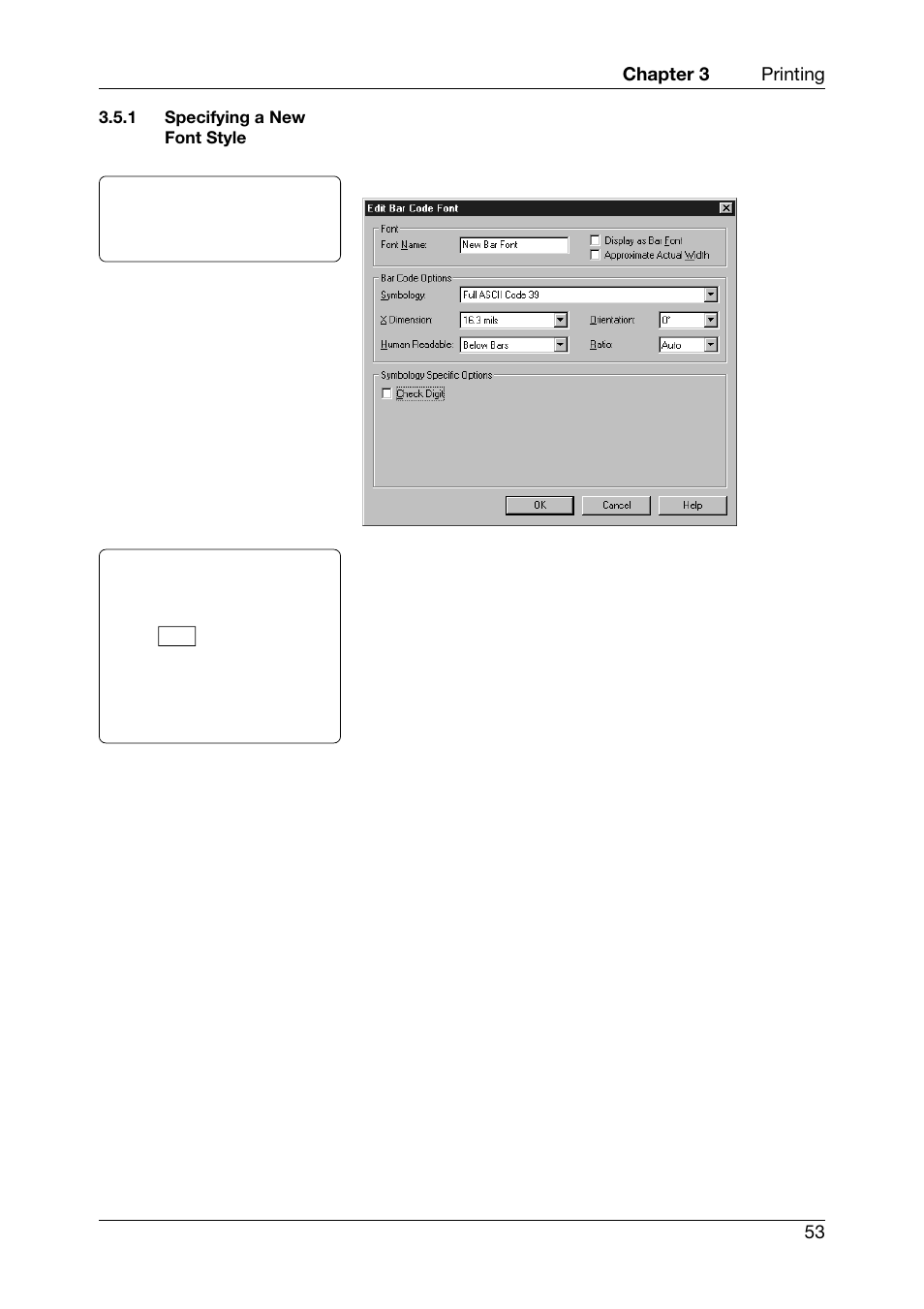 Specifying a new font style | Toshiba TEC CB-426-T3-QQ User Manual | Page 61 / 122