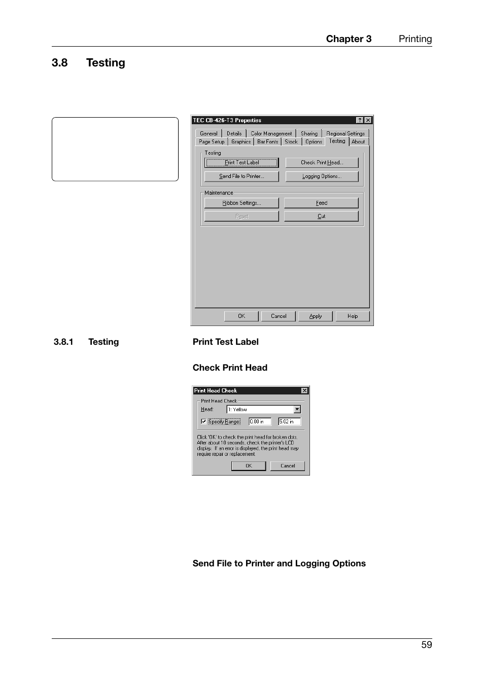 8 testing, Testing | Toshiba TEC CB-426-T3-QQ User Manual | Page 67 / 122