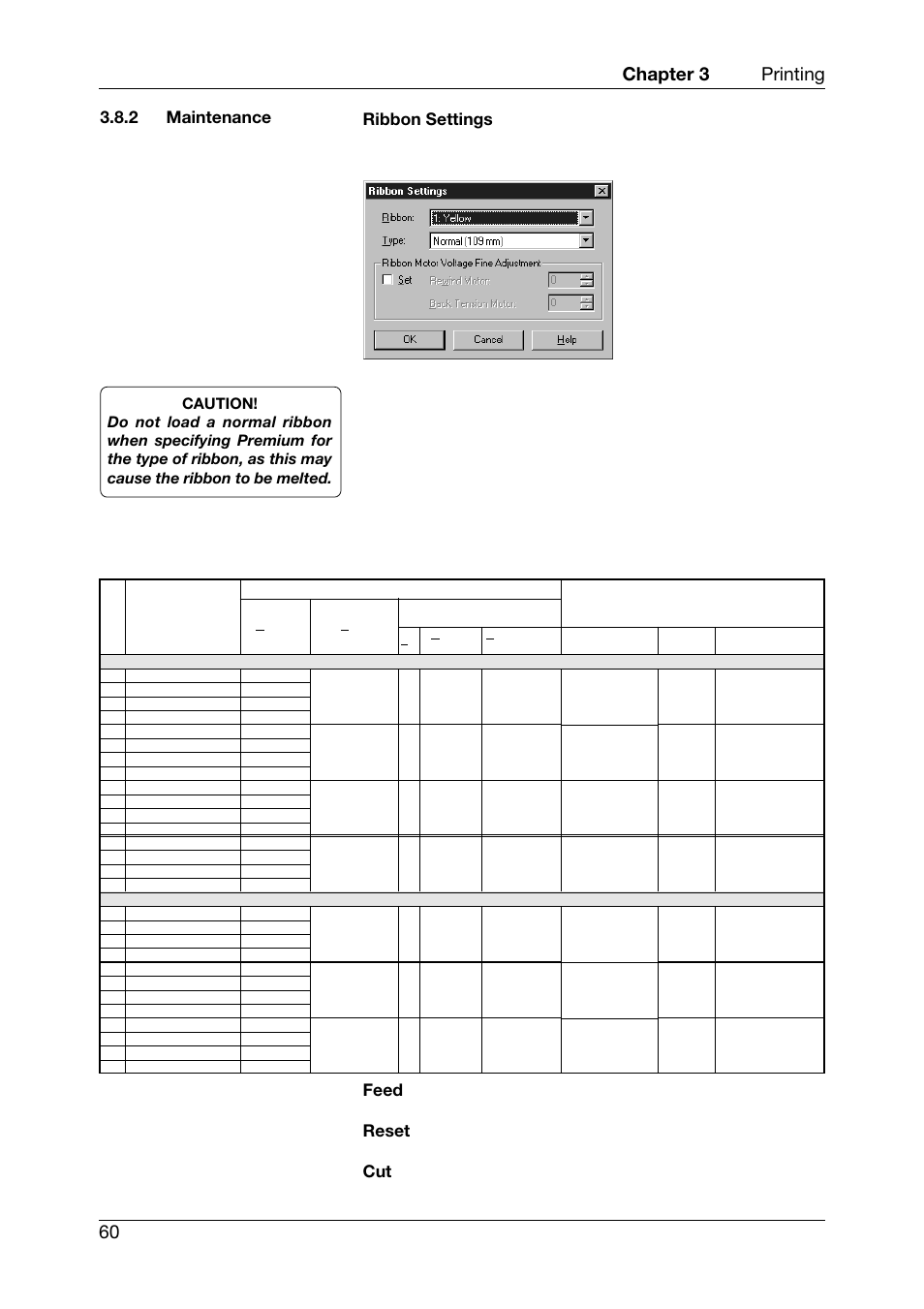 Maintenance, Chapter 3 printing 60 | Toshiba TEC CB-426-T3-QQ User Manual | Page 68 / 122