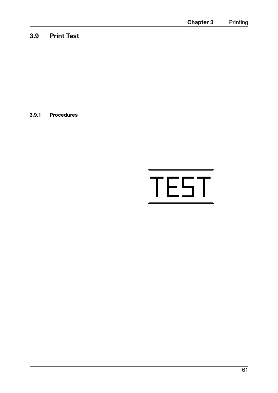 9 print test, Procedures | Toshiba TEC CB-426-T3-QQ User Manual | Page 69 / 122