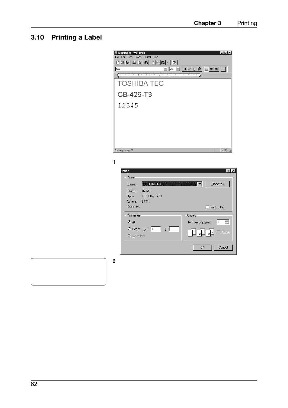 10 printing a label | Toshiba TEC CB-426-T3-QQ User Manual | Page 70 / 122