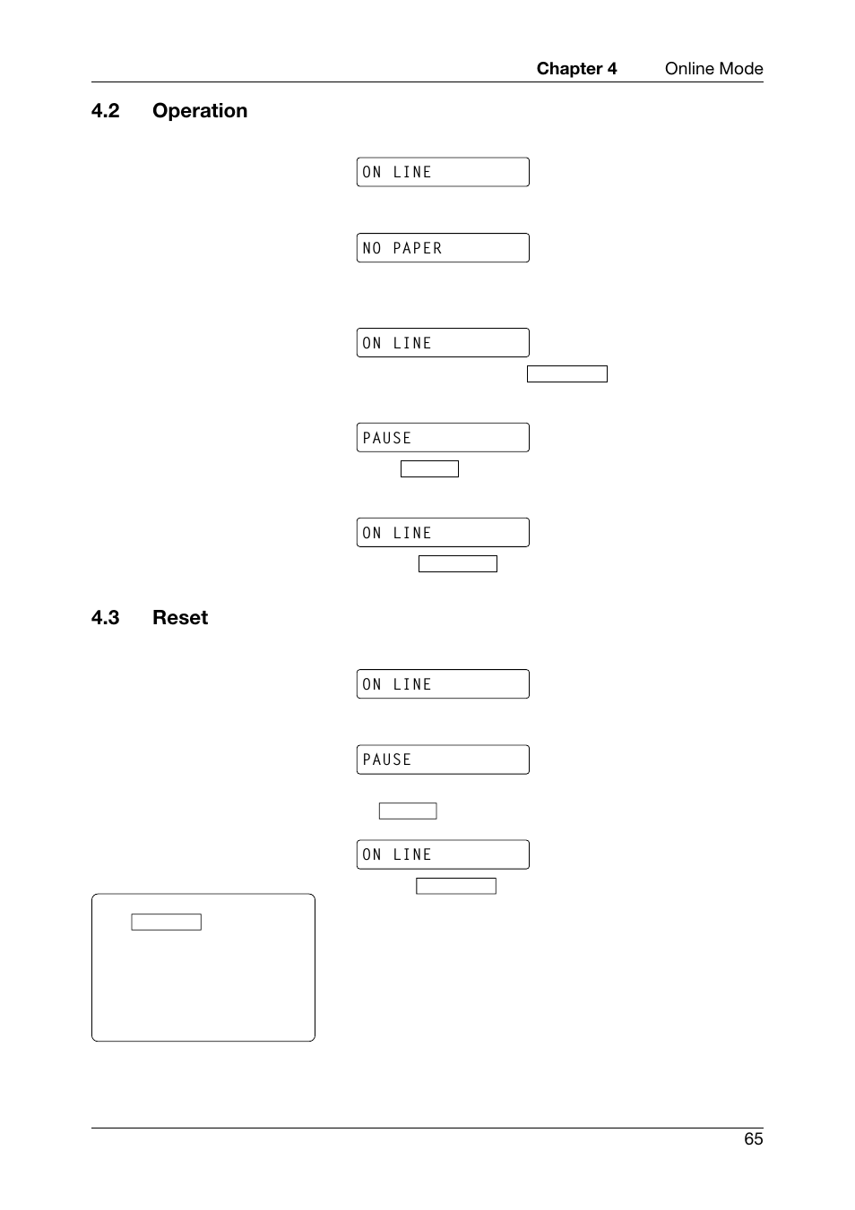 2 operation 4.3 reset, 2 operation, 3 reset | Toshiba TEC CB-426-T3-QQ User Manual | Page 73 / 122