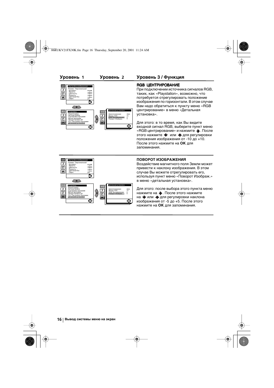 Уровень, Уровень 3 / функция | Sony KV-21FX30K User Manual | Page 110 / 135