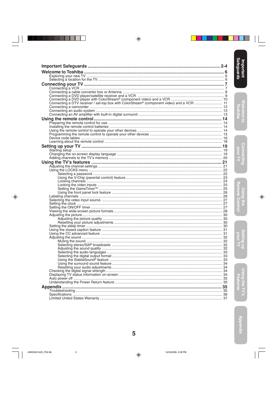 Toshiba 27DF46 User Manual | Page 5 / 76