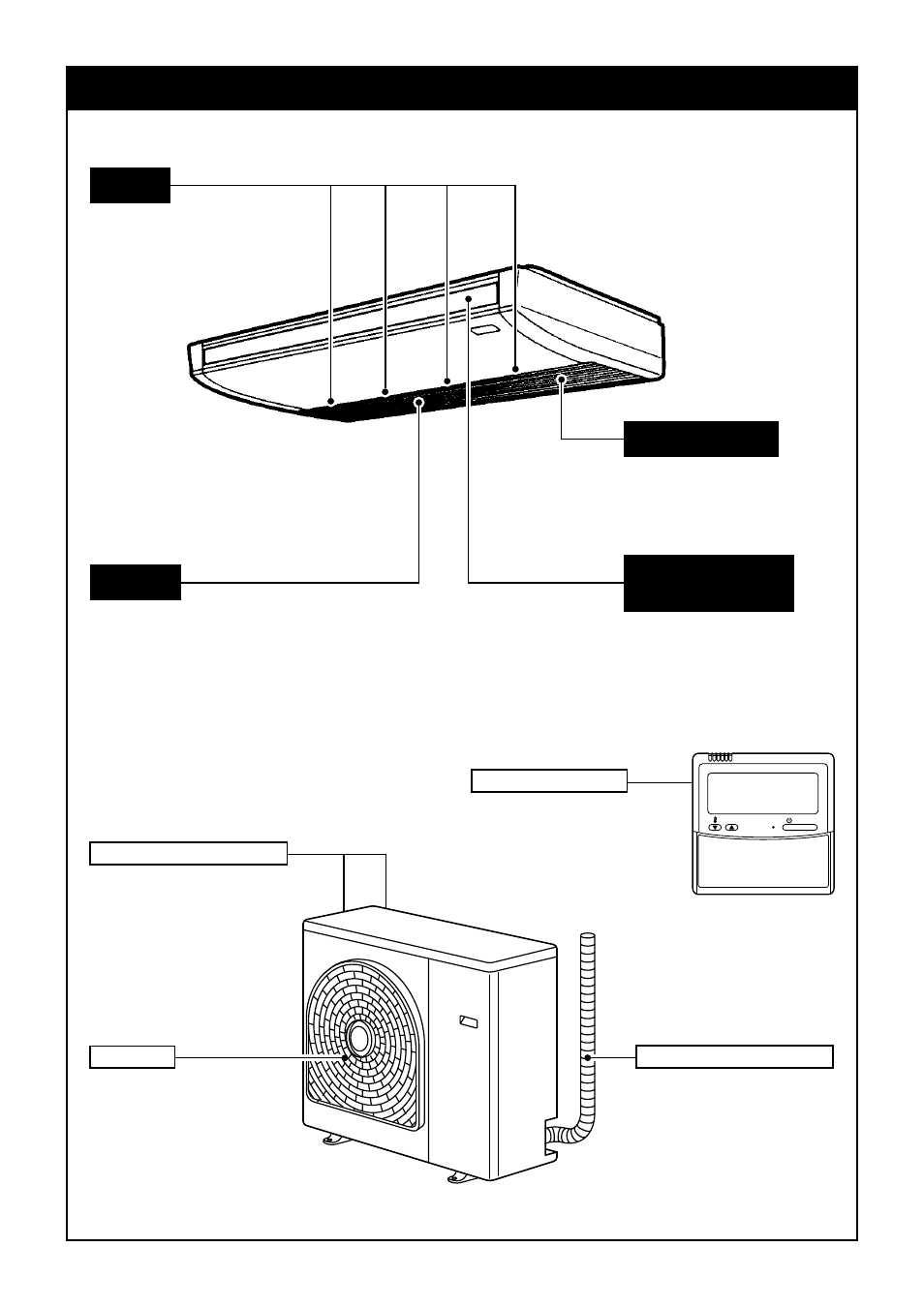 Parts name, Button, Air filter | Discharge flap of discharge port, Suction air port, Outdoor unit, Indoor unit, Button to open/close the suction port, The air in the room is sucked in from this port | Toshiba RAV-SM1102AT-E User Manual | Page 6 / 18