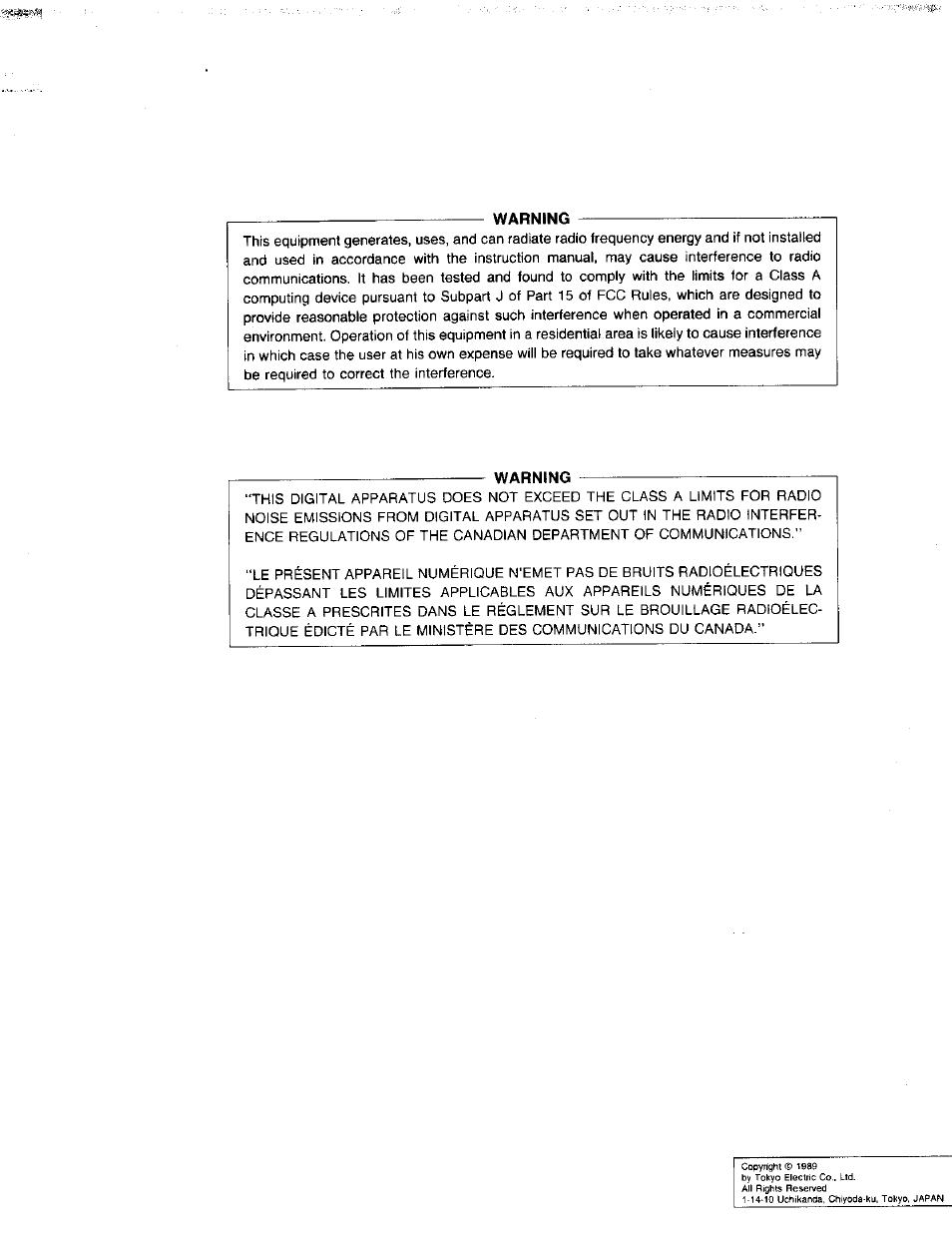 Warning | Toshiba MA-216-100 SERIES User Manual | Page 2 / 84
