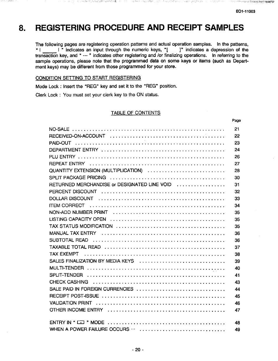 Registering procedure and receipt samples | Toshiba MA-216-100 SERIES User Manual | Page 23 / 84