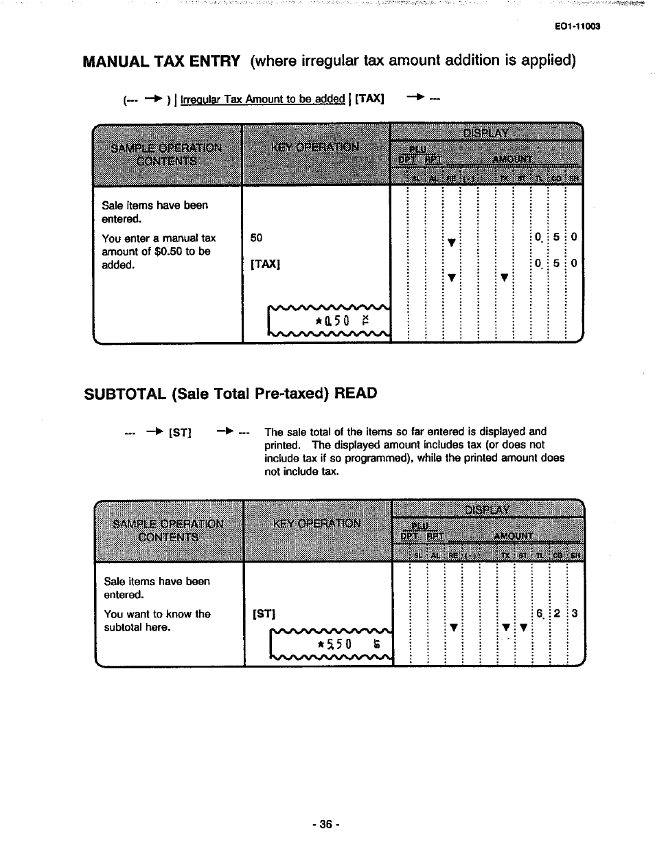 Subtotal (sale total pre-taxed) read, 5 5 0 i s | Toshiba MA-216-100 SERIES User Manual | Page 39 / 84