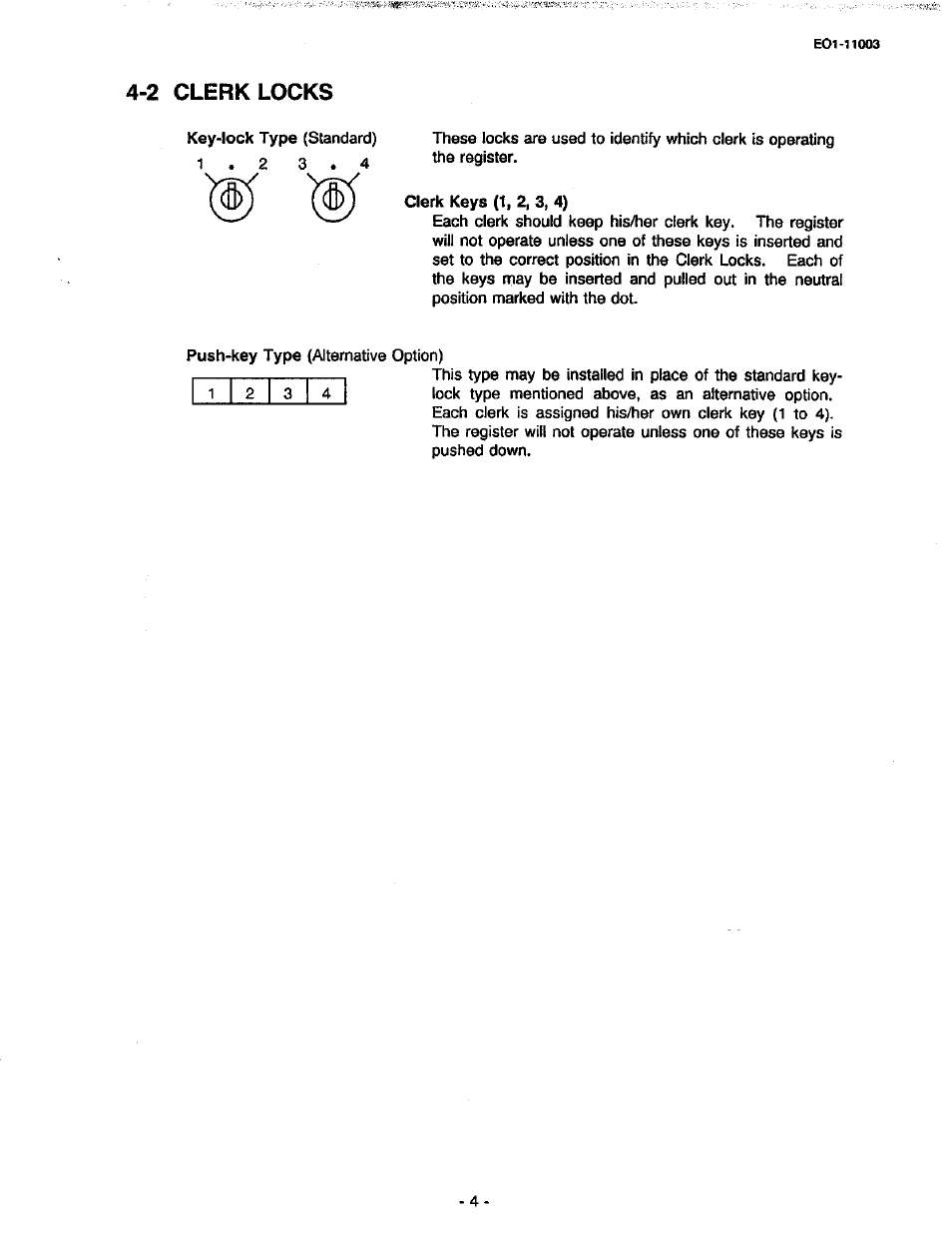 2 clerk locks | Toshiba MA-216-100 SERIES User Manual | Page 7 / 84