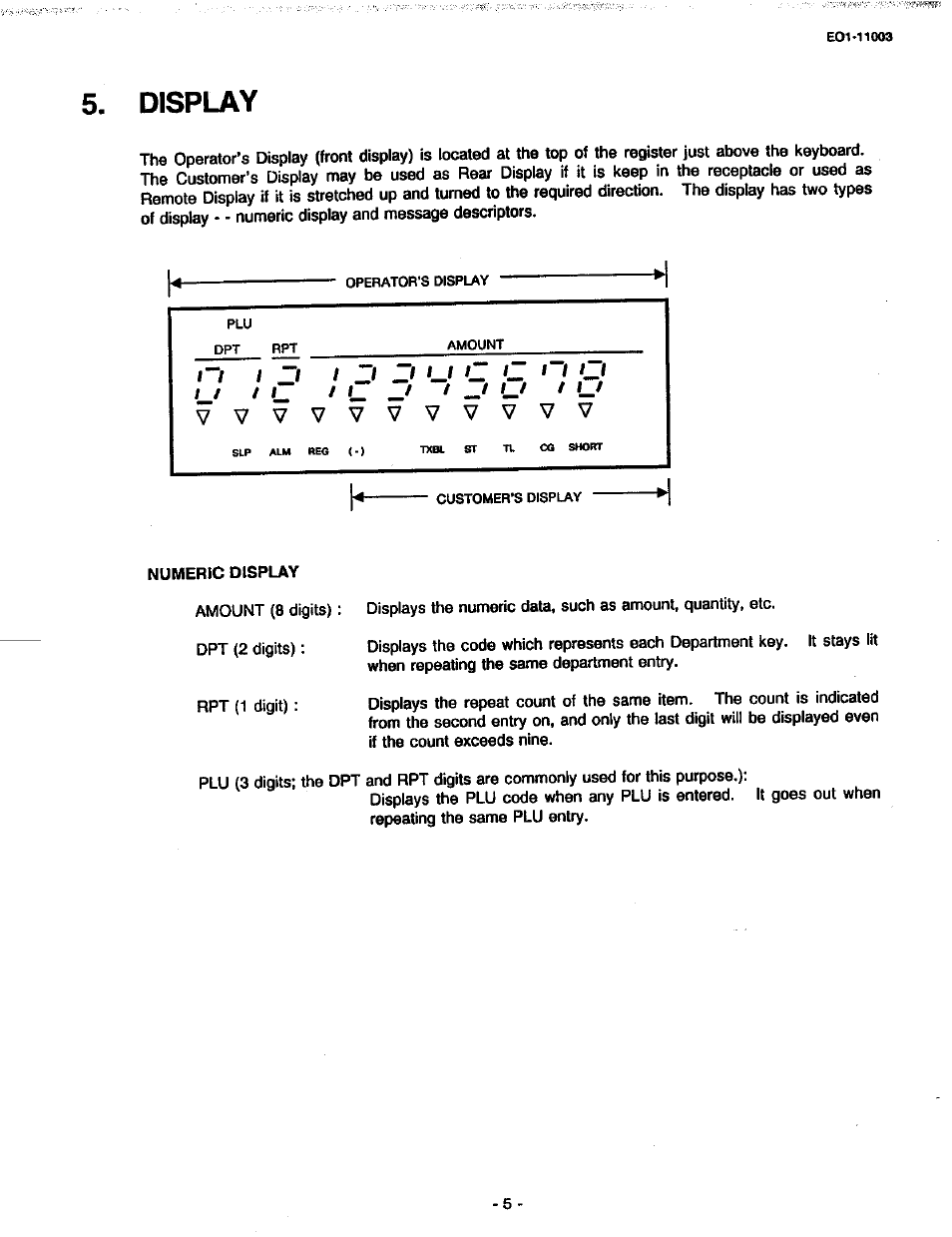 Display | Toshiba MA-216-100 SERIES User Manual | Page 8 / 84