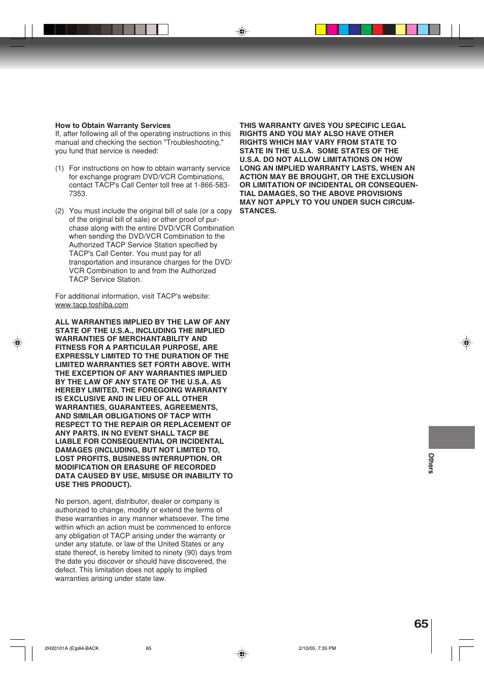 Toshiba CASSETTE RECORDER SD-V393SU User Manual | Page 65 / 68