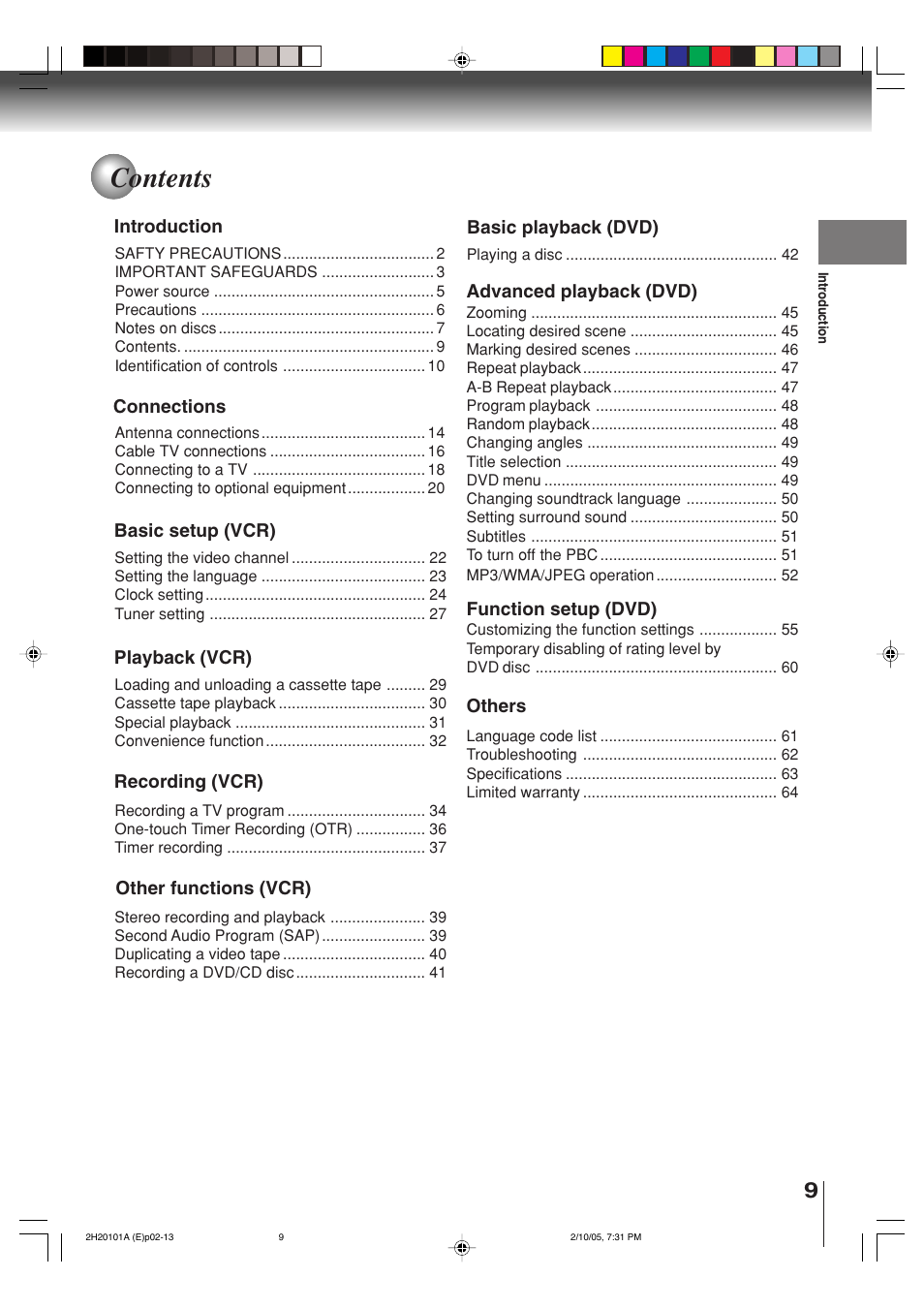 Toshiba CASSETTE RECORDER SD-V393SU User Manual | Page 9 / 68