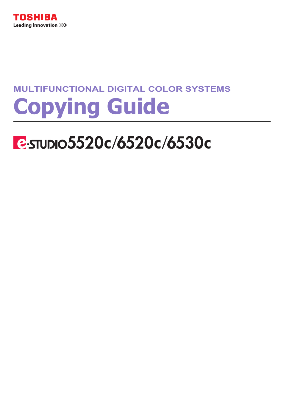 Toshiba MULTIFUNCTIONAL DIGITAL COLOR SYSTEMS 6520C User Manual | 210 pages