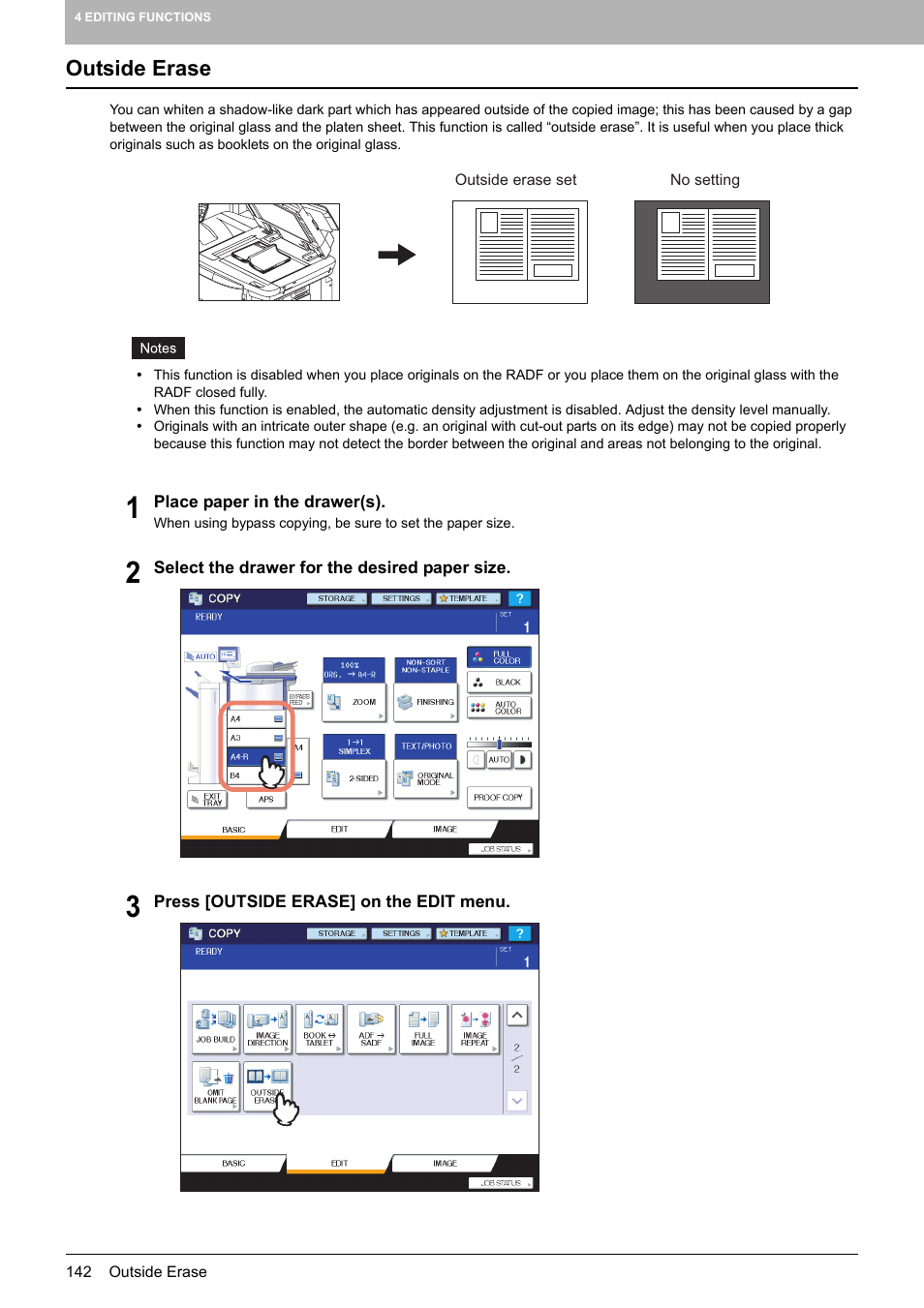 Outside erase | Toshiba MULTIFUNCTIONAL DIGITAL COLOR SYSTEMS 6520C User Manual | Page 144 / 210