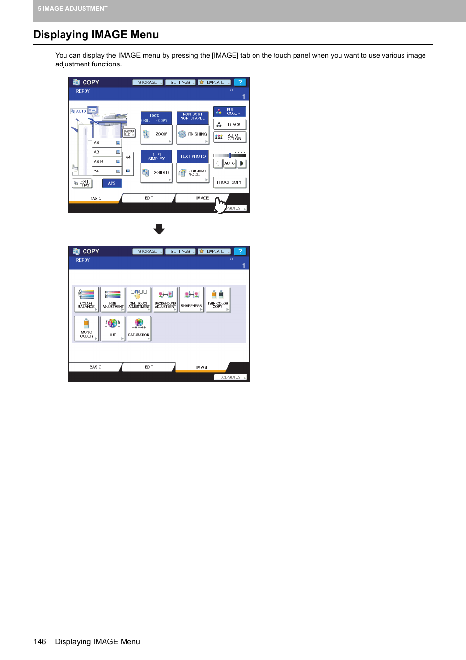 Displaying image menu | Toshiba MULTIFUNCTIONAL DIGITAL COLOR SYSTEMS 6520C User Manual | Page 148 / 210