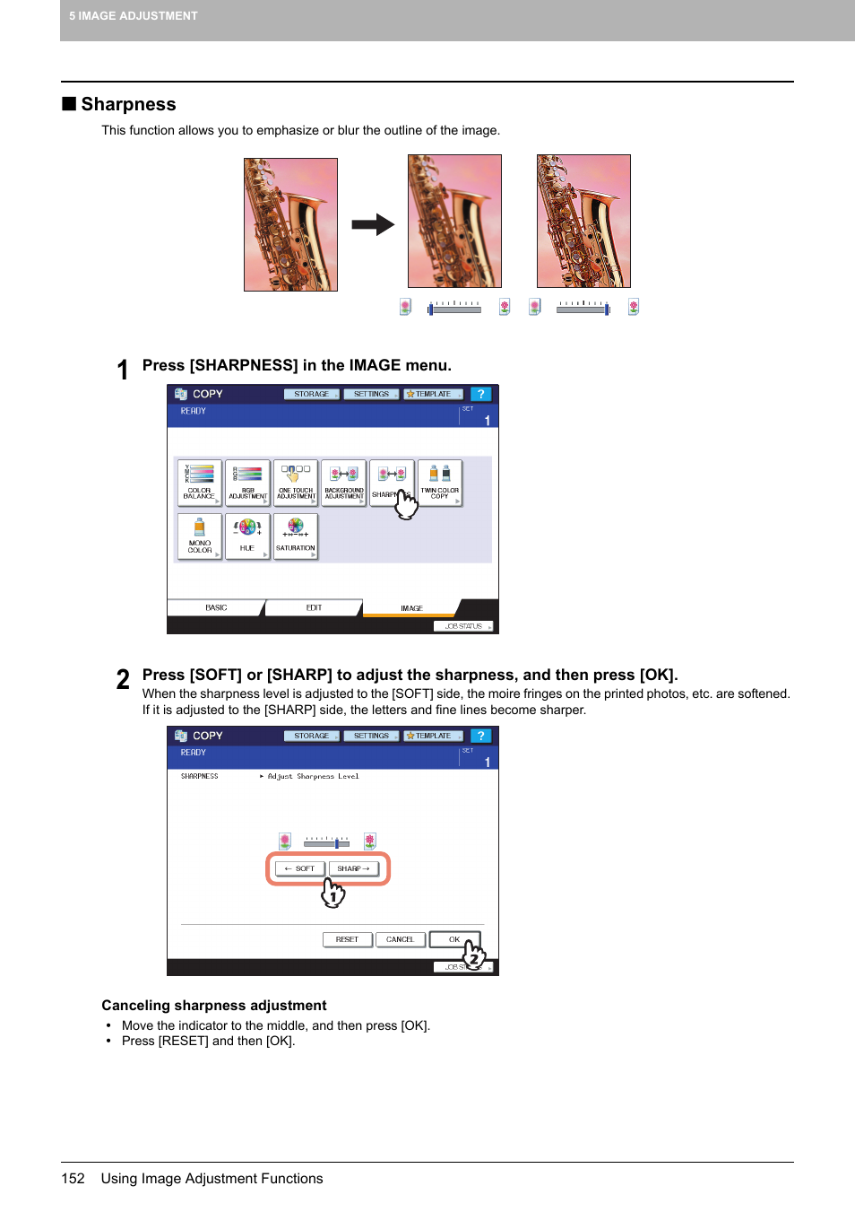 Sharpness | Toshiba MULTIFUNCTIONAL DIGITAL COLOR SYSTEMS 6520C User Manual | Page 154 / 210