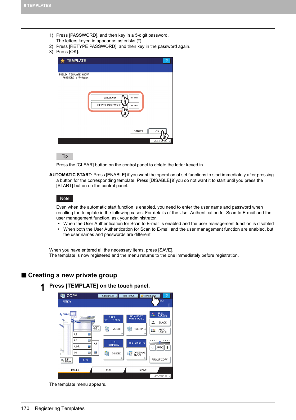 Creating a new private group | Toshiba MULTIFUNCTIONAL DIGITAL COLOR SYSTEMS 6520C User Manual | Page 172 / 210