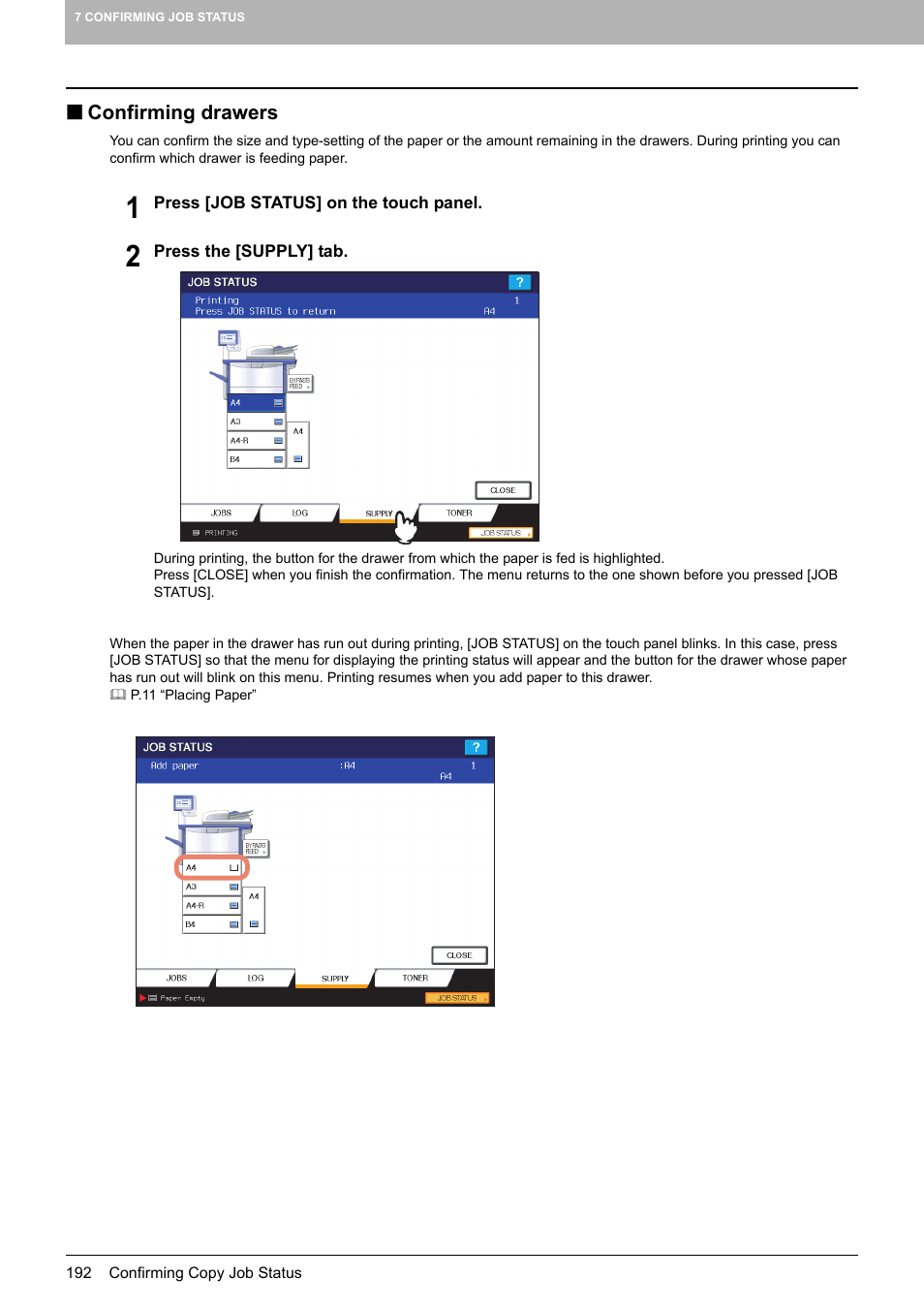 Confirming drawers | Toshiba MULTIFUNCTIONAL DIGITAL COLOR SYSTEMS 6520C User Manual | Page 194 / 210