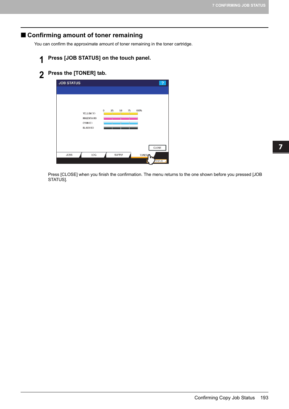 Confirming amount of toner remaining | Toshiba MULTIFUNCTIONAL DIGITAL COLOR SYSTEMS 6520C User Manual | Page 195 / 210