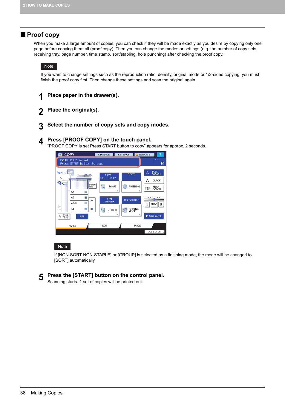 Proof copy, P.38) | Toshiba MULTIFUNCTIONAL DIGITAL COLOR SYSTEMS 6520C User Manual | Page 40 / 210