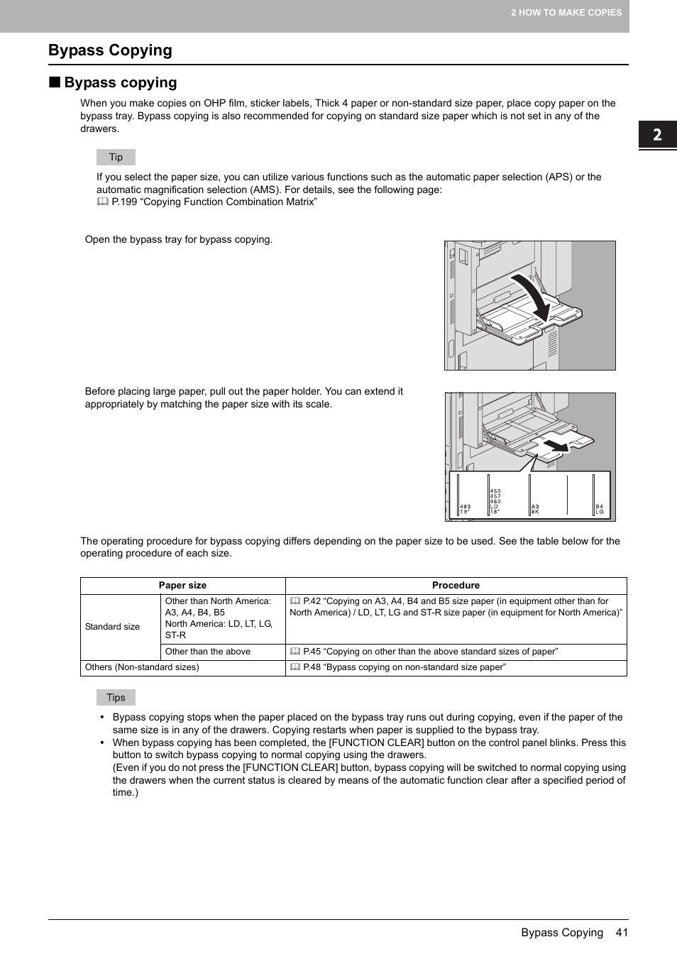 Bypass copying, P.41, P.41) | Toshiba MULTIFUNCTIONAL DIGITAL COLOR SYSTEMS 6520C User Manual | Page 43 / 210