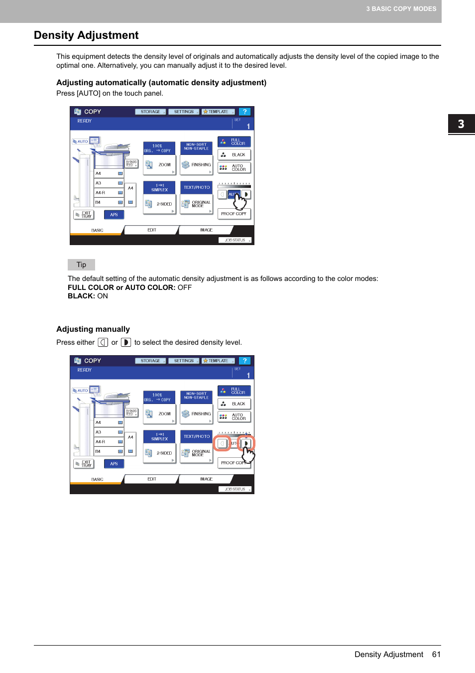 Density adjustment, P.61) | Toshiba MULTIFUNCTIONAL DIGITAL COLOR SYSTEMS 6520C User Manual | Page 63 / 210