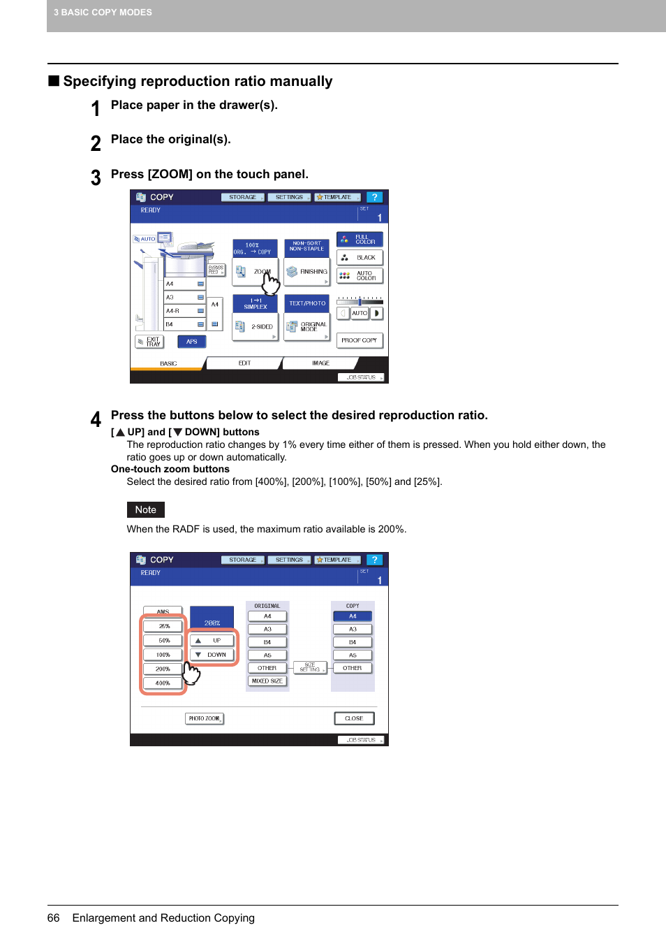 Specifying reproduction ratio manually | Toshiba MULTIFUNCTIONAL DIGITAL COLOR SYSTEMS 6520C User Manual | Page 68 / 210