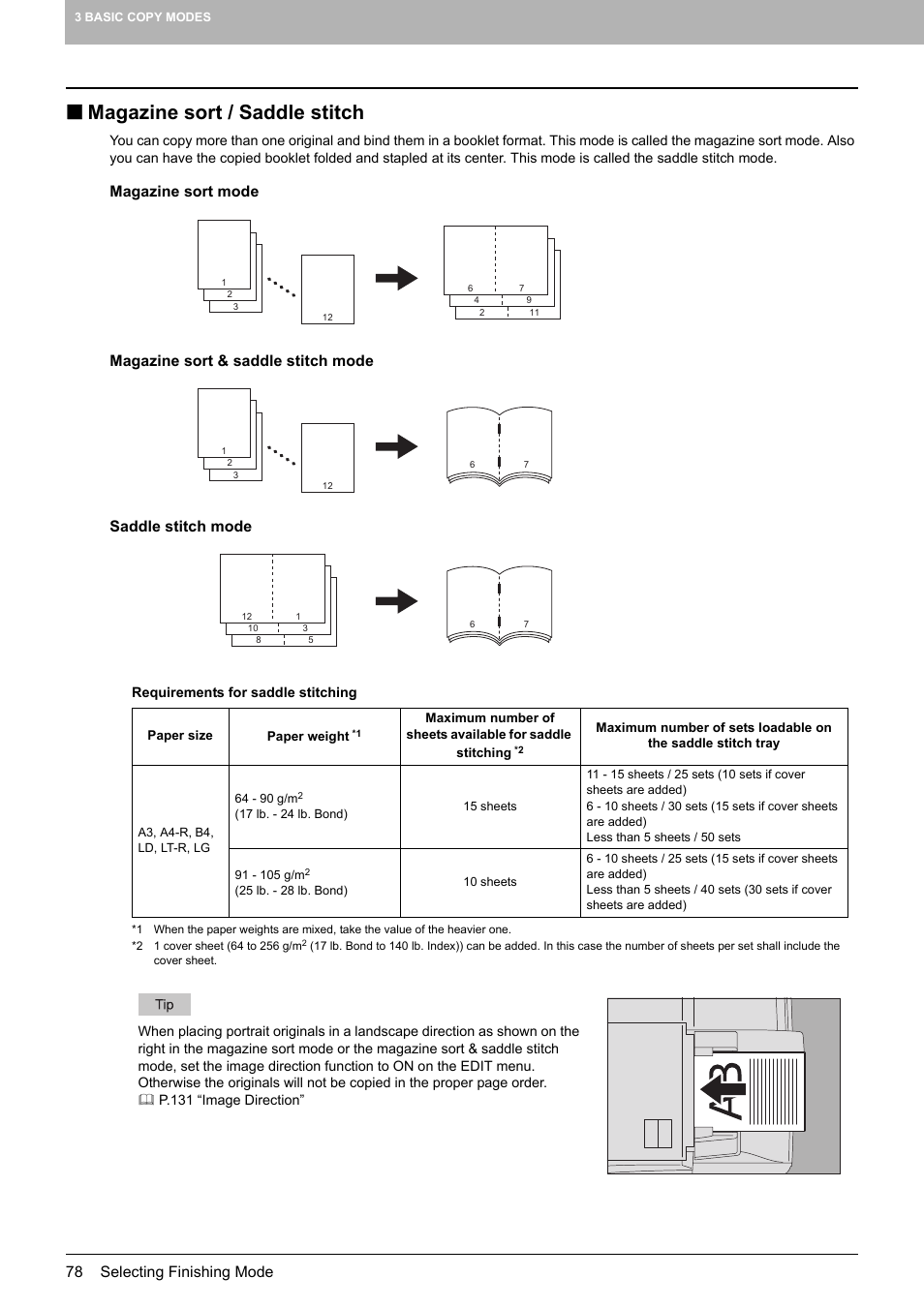 Magazine sort / saddle stitch, P.78), 78 selecting finishing mode | Toshiba MULTIFUNCTIONAL DIGITAL COLOR SYSTEMS 6520C User Manual | Page 80 / 210