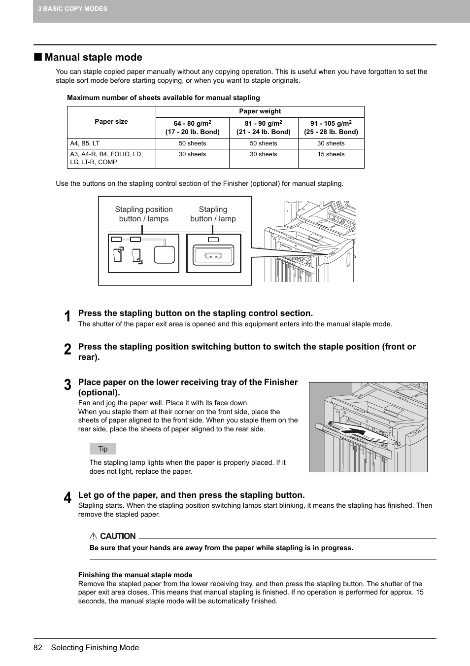 Manual staple mode, Le ( p.82) | Toshiba MULTIFUNCTIONAL DIGITAL COLOR SYSTEMS 6520C User Manual | Page 84 / 210