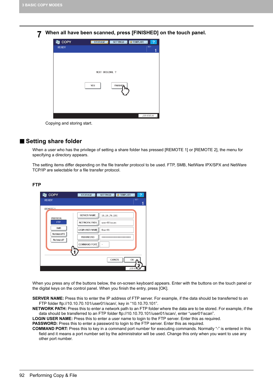 Setting share folder | Toshiba MULTIFUNCTIONAL DIGITAL COLOR SYSTEMS 6520C User Manual | Page 94 / 210