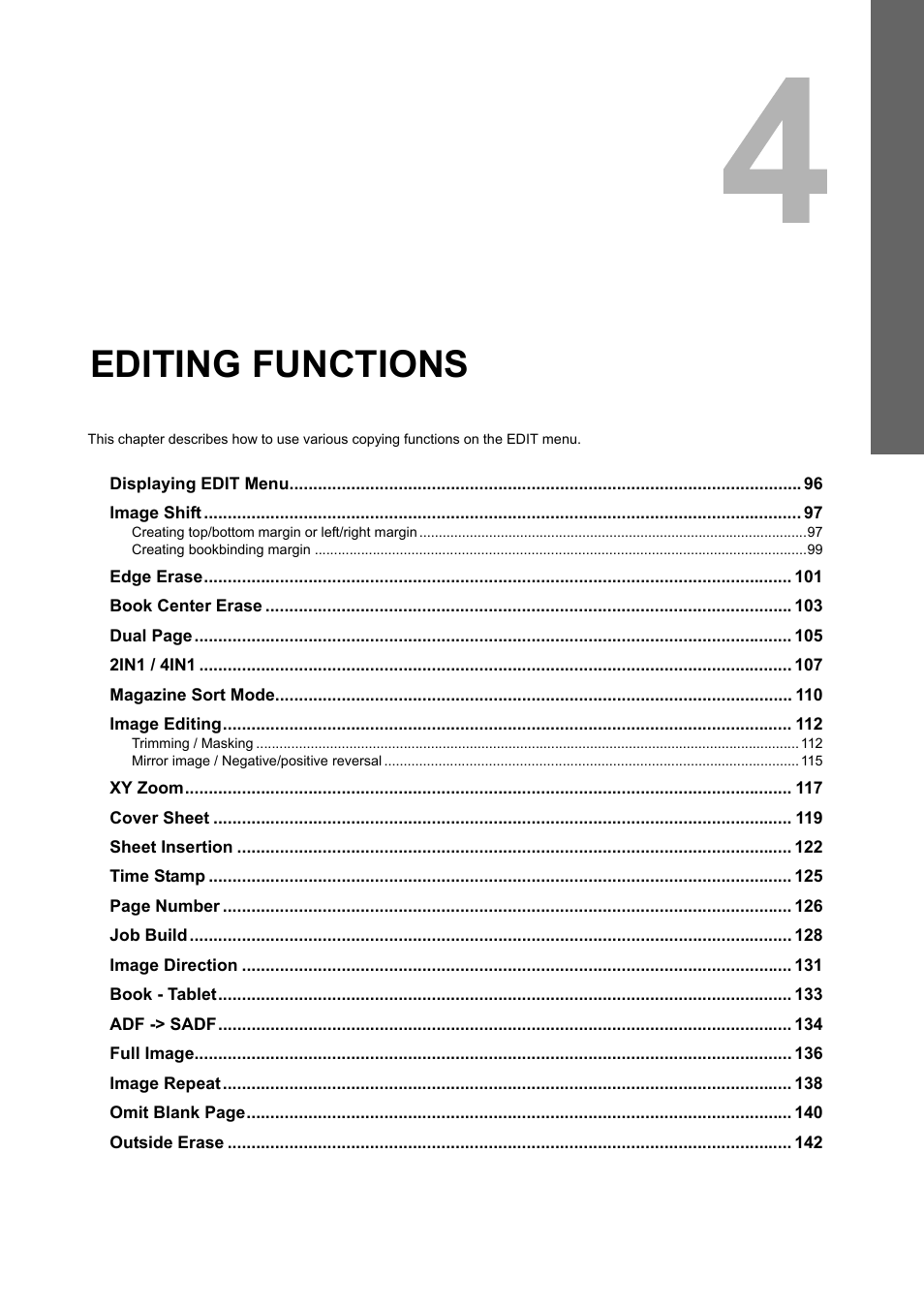 Editing functions, Chapter 4, P.95 | P.95 “editing functions | Toshiba MULTIFUNCTIONAL DIGITAL COLOR SYSTEMS 6520C User Manual | Page 97 / 210