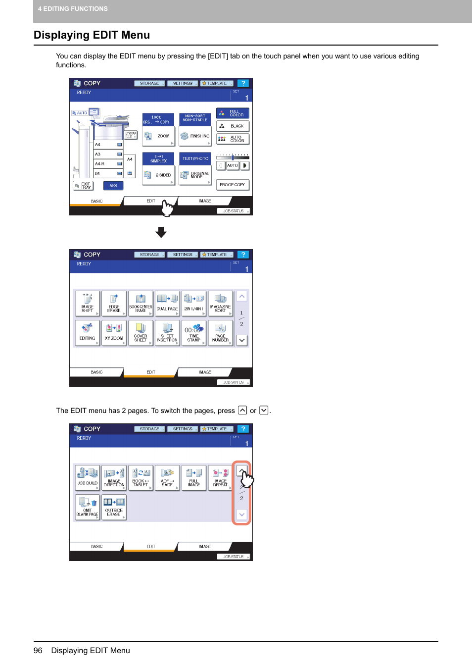 Displaying edit menu | Toshiba MULTIFUNCTIONAL DIGITAL COLOR SYSTEMS 6520C User Manual | Page 98 / 210