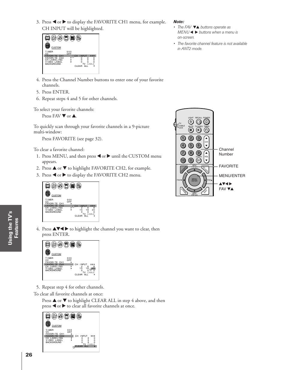 Buttons operate as menu | Toshiba TheaterView 43H72 User Manual | Page 26 / 56