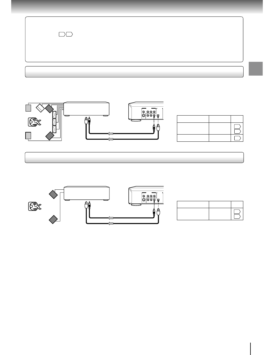 Connections, Make the following setting, Connect either | Toshiba SD-2700 User Manual | Page 19 / 51