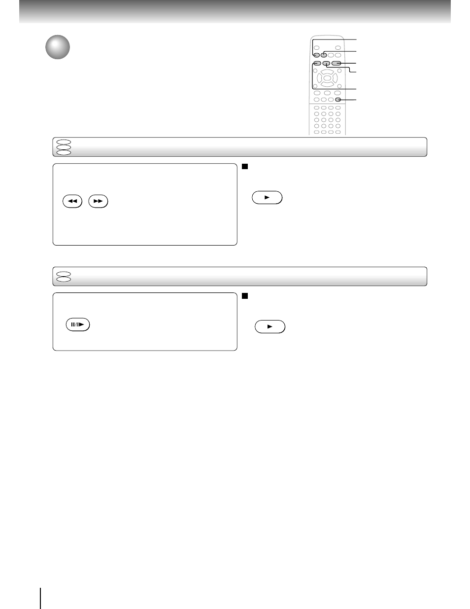 Playing a disc (continued), Playing in fast reverse or fast forward directions, Playing frame by frame | Toshiba SD-2700 User Manual | Page 22 / 51