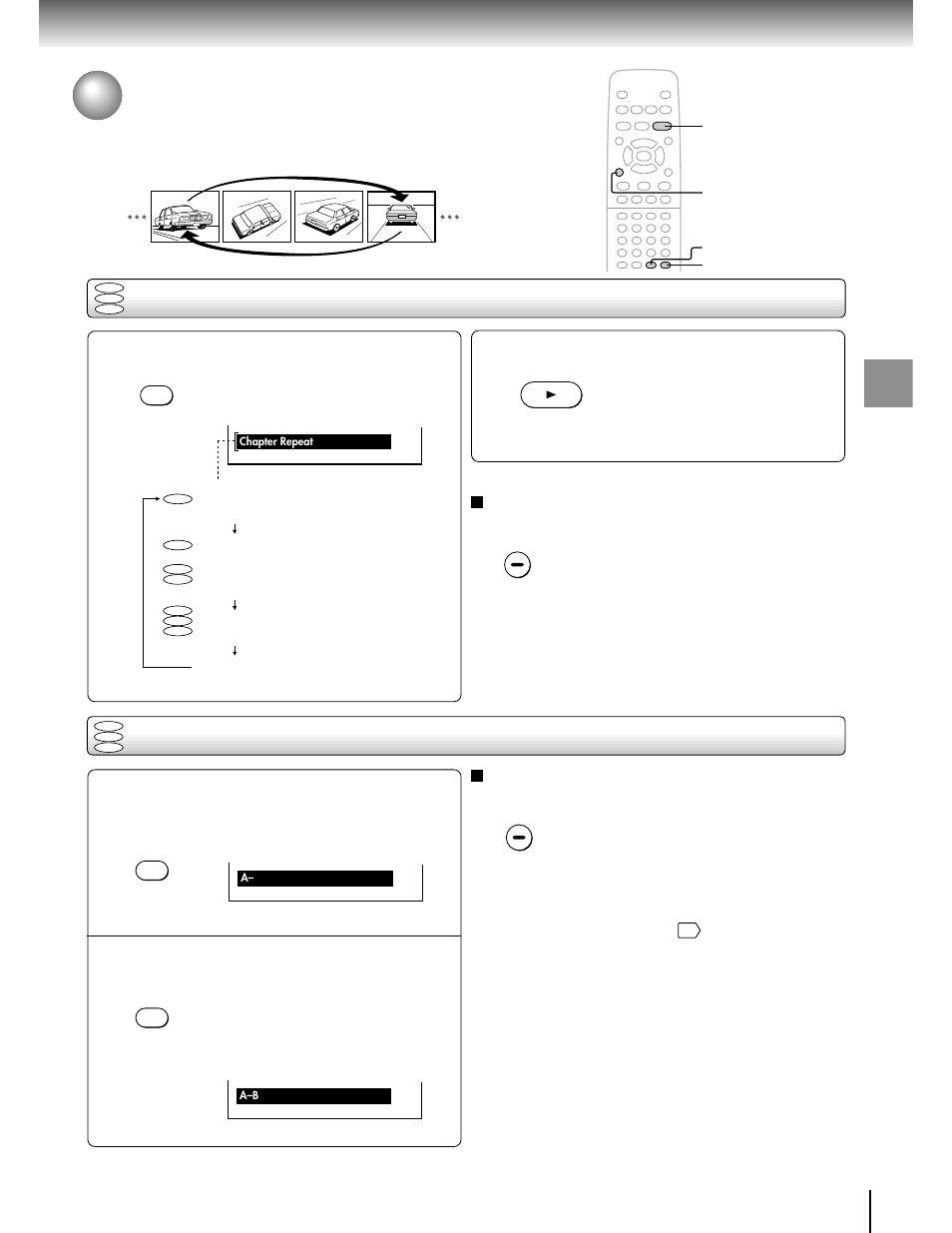 Playing repeatedly, Repeating a title, chapter, or track, Repeating a specific segment | Toshiba SD-2700 User Manual | Page 27 / 51