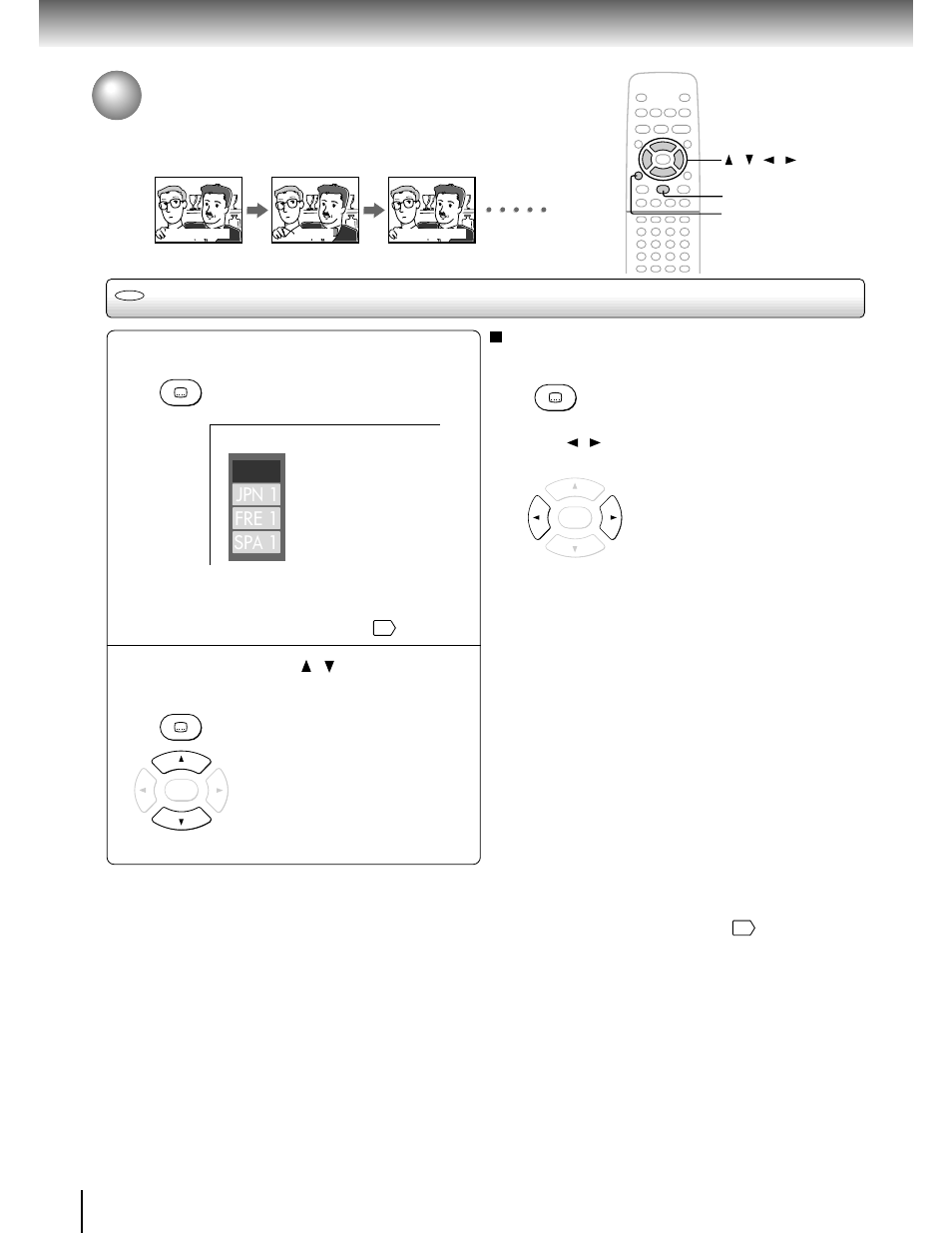 Selecting subtitles, Selecting a subtitle language | Toshiba SD-2700 User Manual | Page 34 / 51