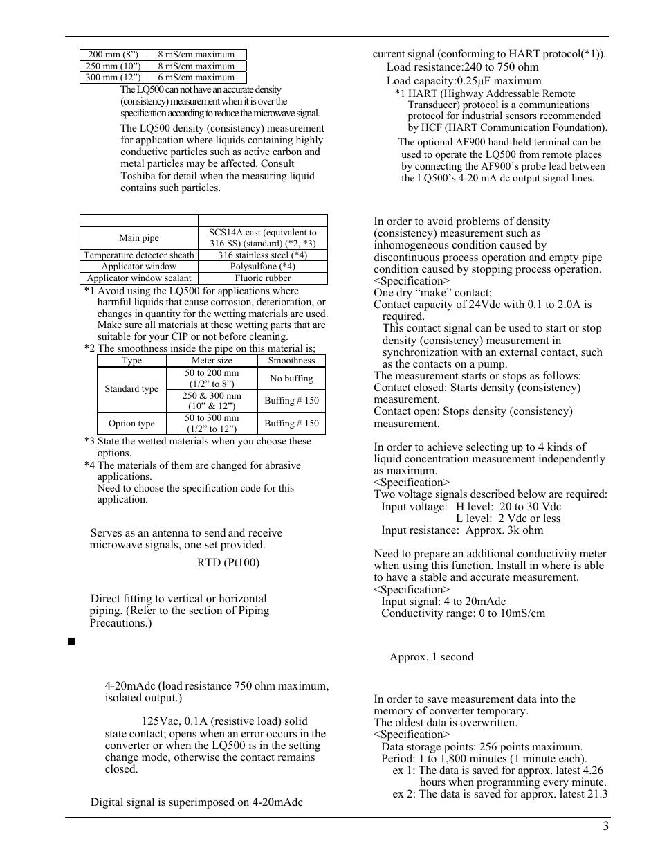 Toshiba Density (Consistency) Meter LQ500 User Manual | Page 3 / 9