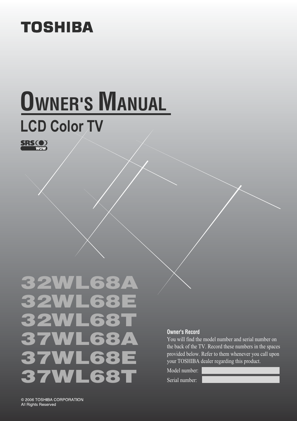 Toshiba 32WL68A User Manual | 32 pages