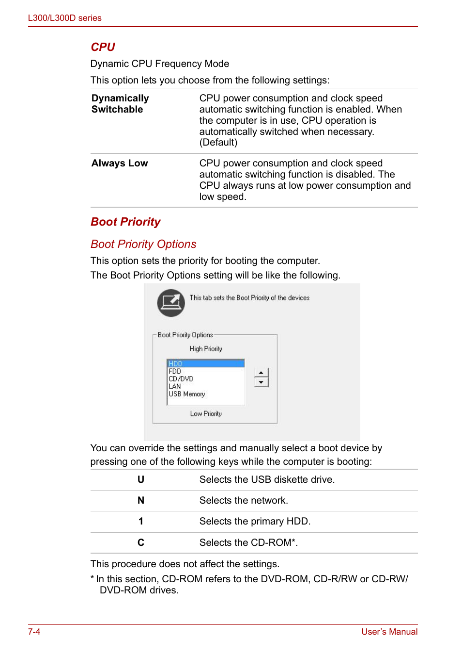 Boot priority | Toshiba Computer L300 User Manual | Page 120 / 186