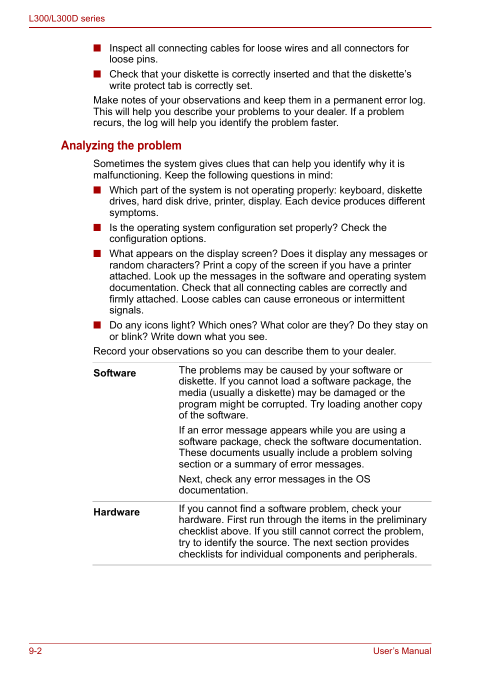 Analyzing the problem | Toshiba Computer L300 User Manual | Page 136 / 186